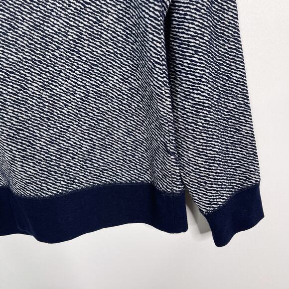 Saturdays New York City Mens Small Navy Blue White Zebra Knit Crew Neck Sweater - Picture 4 of 8